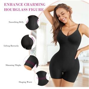 Nebility Shapewear Body Suit Adjustable Straps Seamless Black Women’s Size M/L